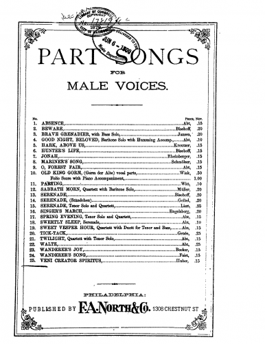 Huber - 4 Songs for Large Men's Chorus - 1. Veni Creator Spiritus