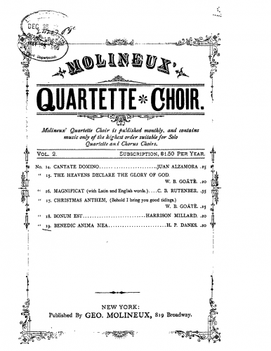 Danks - Benedic Anima Mea and Gloria in F major - Score