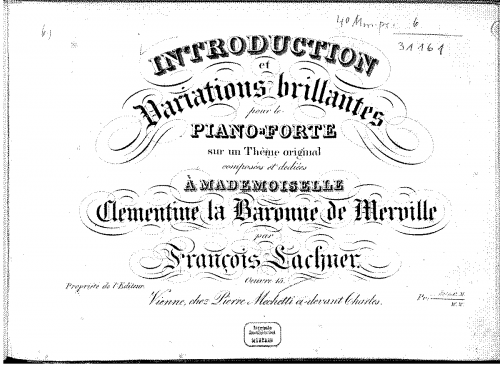 Lachner - Introduction et variations brillantes sur un theme original - Score