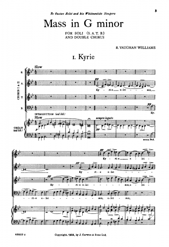 Vaughan Williams - Mass in G minor - Score