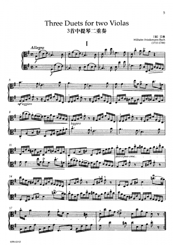Bach - Duets for Two Violas - Score