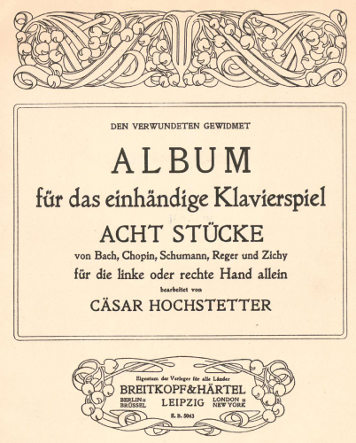 Hochstetter - One-handed pianists' album - Score