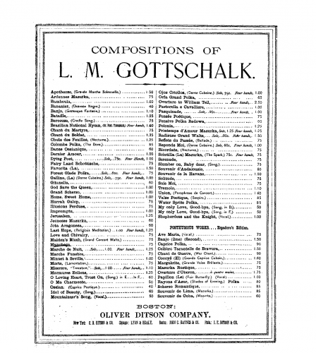 Gottschalk - Manchega, étude de concert - Piano Score - Score