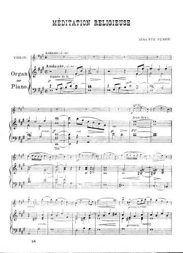 Péron - Religious Meditation - Scores and Parts - Piano score and Violin part