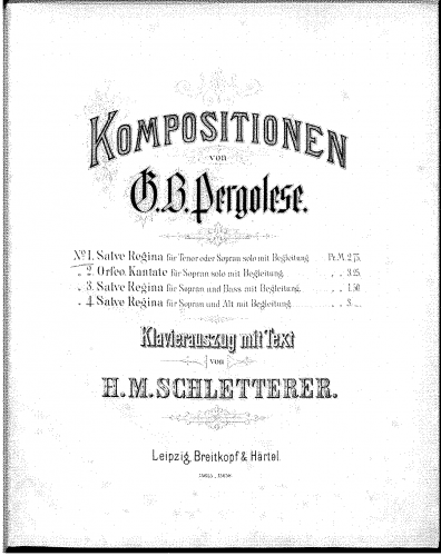 Pergolesi - Salve regina - Vocal Score - Score