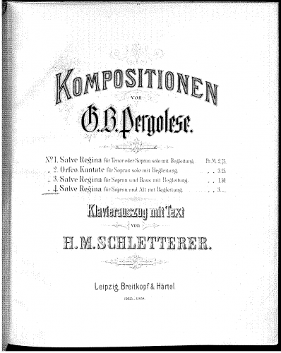 Pergolesi - Salve Regina a due in F minor - Vocal Score - Vocal score