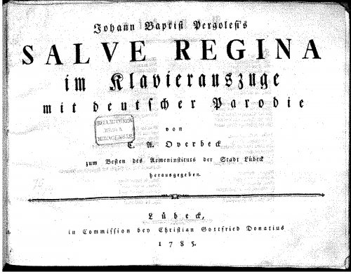 Pergolesi - Salve regina in F minor - Vocal Score - Score