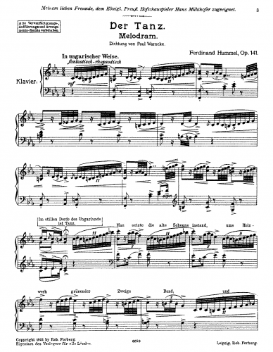 Hummel - Der Tanz, Op. 141 - Score