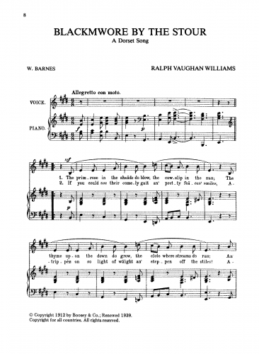 Vaughan Williams - Blackmwore by the Stour - Score