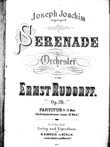 Rudorff - Serenade No. 1 - Score