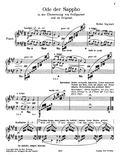 Eulenburg - Ode der Sappho, Op. 18 - Score