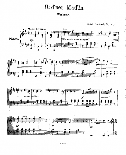 Komzák II - Bad'ner Mad'ln Walzer - Piano Score - Score