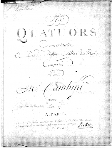 Cambini - 6 String Quartets, T.37-42