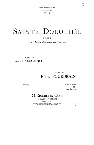 Fourdrain - Sainte Dorothée - Score