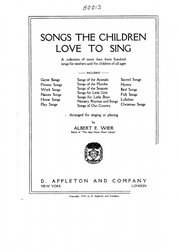 Wier - Songs the Children Love to Sing - Score