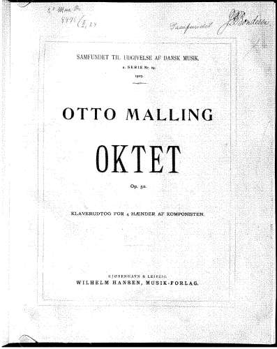 Malling - String Octet - For Piano 4 hands (Composer) - Score