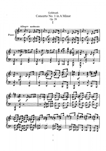 Goldmark - Violin Concerto - Arrangments and Transcriptions For Violin and Piano (Composer) - Violin and Piano score, solo part