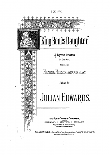 Edwards - King René's Daughter - Vocal Score - Score