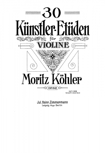 Köhler - 30 Künstler-Etüden - Score