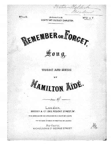 Aidé - Remember or Forget - Complete  score
