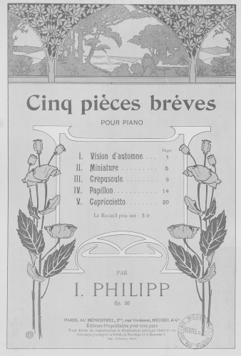 Philipp - Pièces brèves - Piano Score - Score