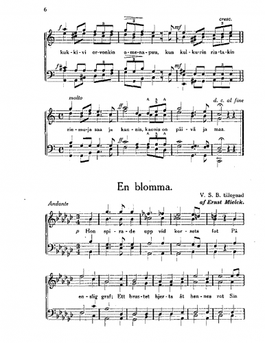 Mielck - 4 Choral Works - 'En blomma', 'Morgenlied', 'Stjernorna', 'Wanderlied'