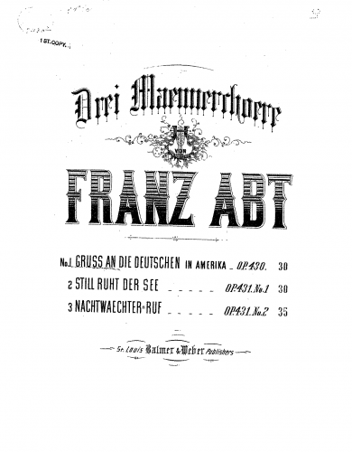 Abt - Gruss an die Deutschen in Amerika - Score