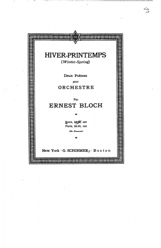 Bloch - Hiver-printemps - Score