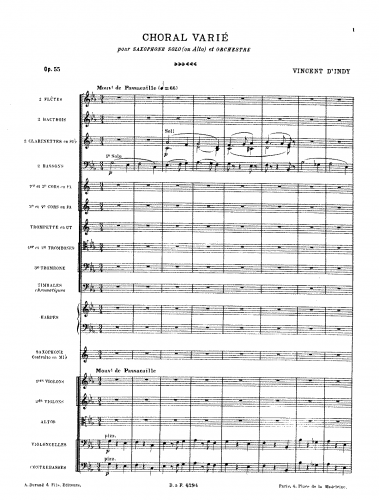 Indy - Choral varié, Op. 55 - Orchestral Score