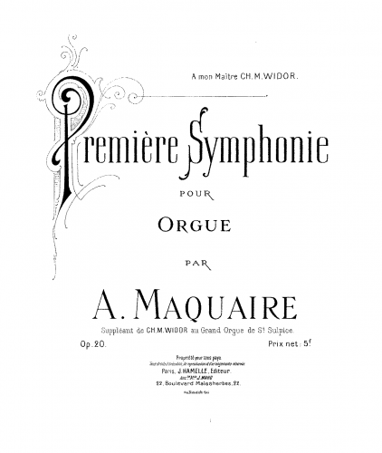 Maquaire - Première Symphonie - Score