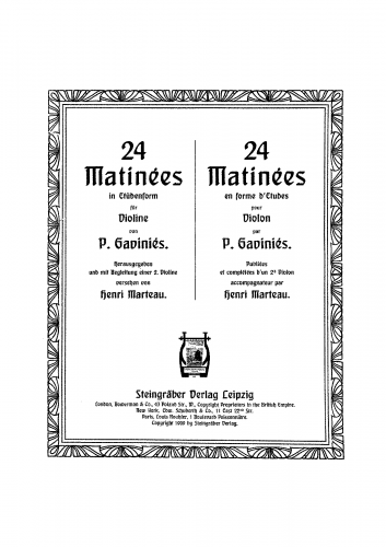 Gaviniès - 24 Matinées - For 2 Violins (Marteau) - Score