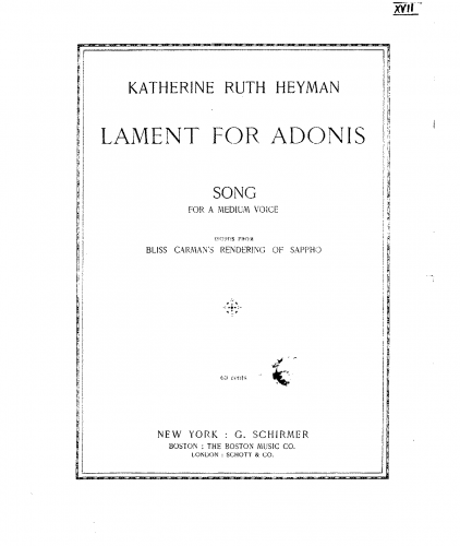 Heyman - Lament for Adonis - Score
