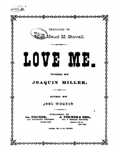Wiegand - Love Me, Op. 127 - Score
