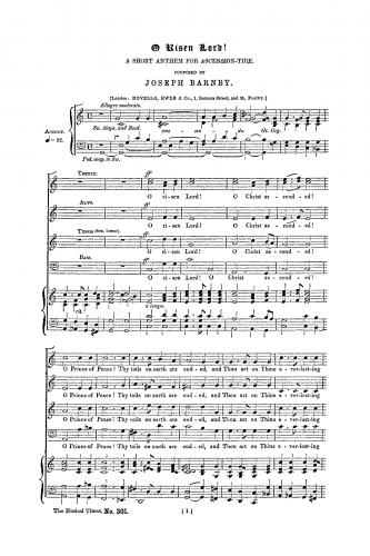 Barnby - O Risen Lord! A Short Anthem for Ascension-Tide. - Score