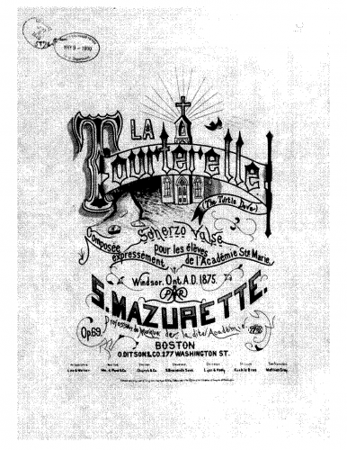 Mazurette - La tourterelle - Piano Score - Score