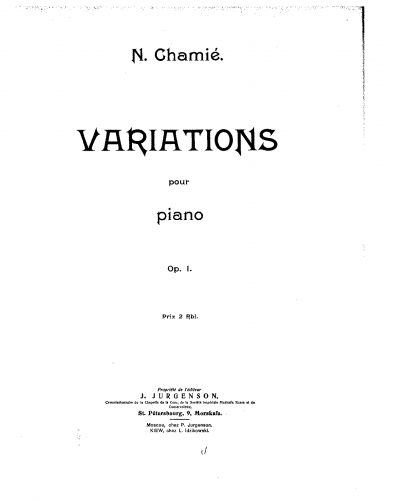 Chamié - Variations pour piano - Piano Score - Score