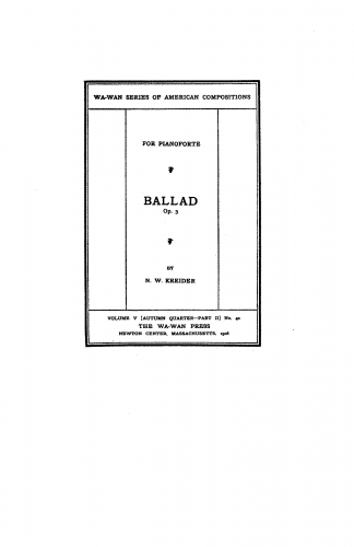 Kreider - Ballad - Piano Score - Score