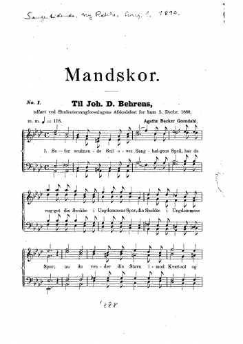 Backer-Grøndahl - Mandskor - Score