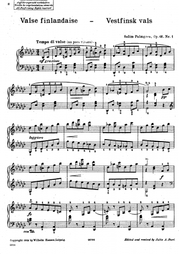 Palmgren - 2 Piano Pieces, Op. 66 - 1. Valse finlandaise (Vestfinsk vals)