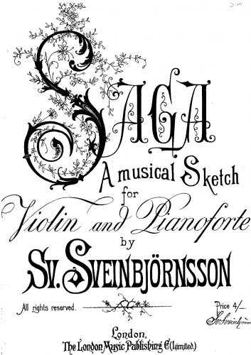 Sveinbjörnsson - Saga - A musical Sketch for Violin and Piano - Score