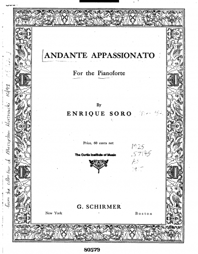 Soro - Andante Appassionato - Piano Score - Score