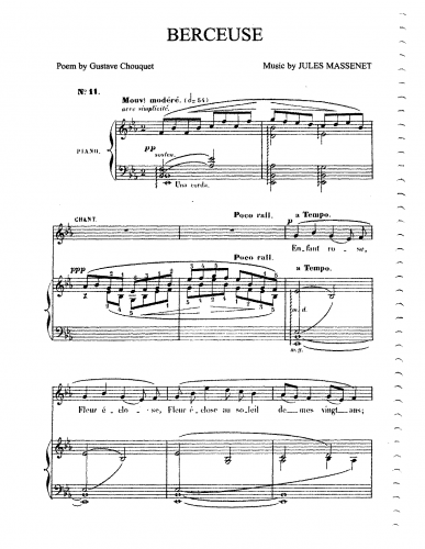 Massenet - 3 Chants intimes - Voice and Piano - 3. Berceuse  (Eb Major: medium voice and piano)