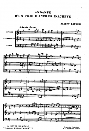 Roussel - Andante for an incomplete reed trio - Score