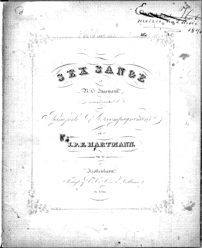Hartmann - Sex Sange af B. S. Ingemann - Score