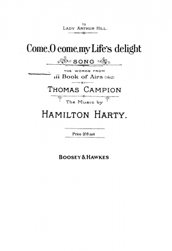 Harty - Come, O come, my lifes delight - Score