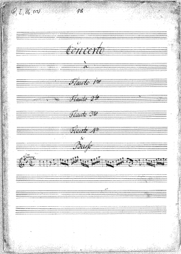 Schickhardt - 4 Concertos for 4 Flutes and Basso - Scores Concerto No. 3 - Score