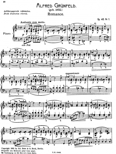 Grünfeld - Piano Pieces, Op. 45