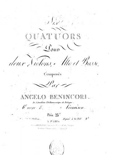 Benincori - 6 String Quartets, Op. 8 - Book 2, Quartets 4-6