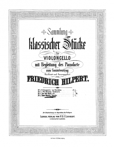 Martini - Gavotte - For Cello and Piano (Hilpert) - Piano score, Cello part