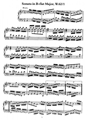 Bach - Sonata in Bb, Wq.62/1 - Score
